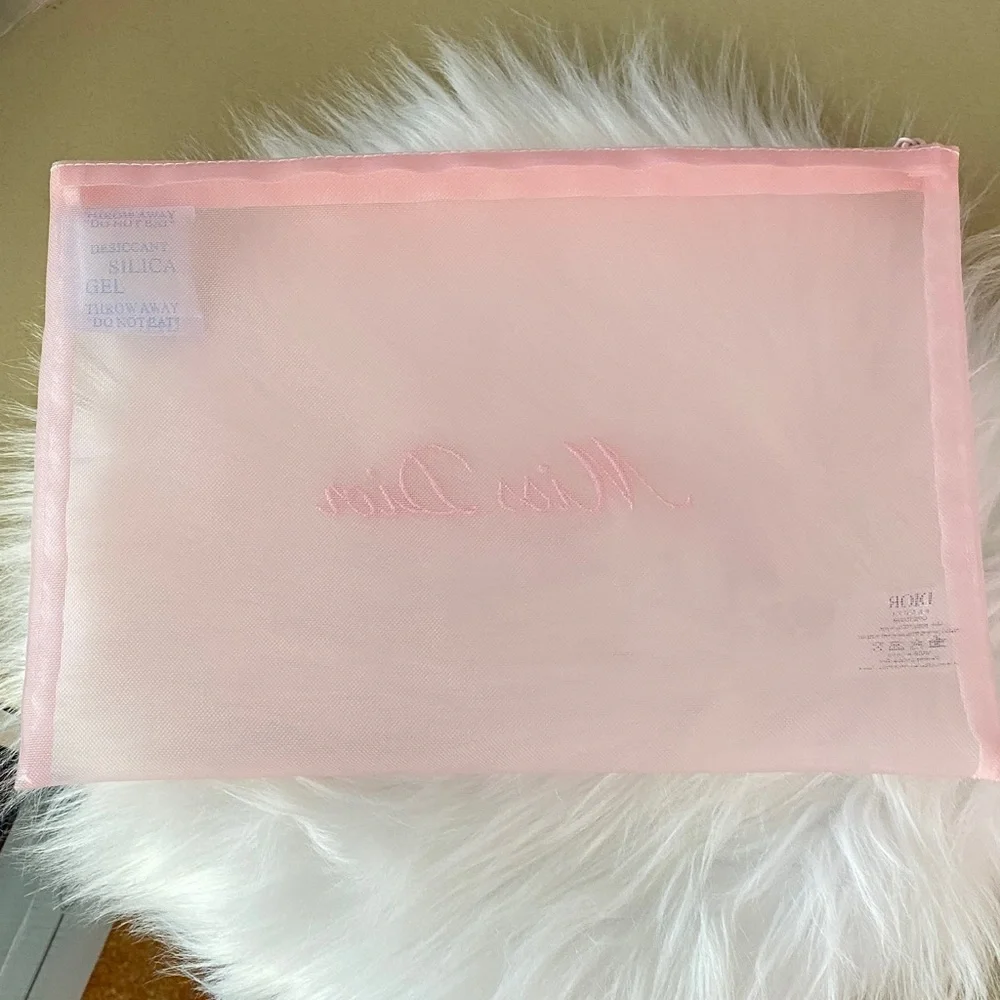 Dior Miss Dior pink mesh makeup pouch new / 11”x 8”